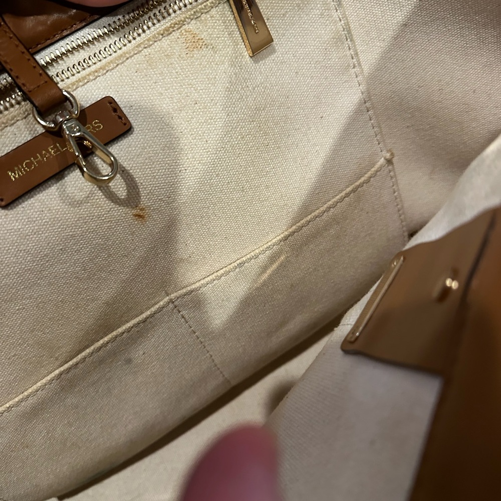 Michael Kors Tan and Cream Cage Tote - Picture 15 of 15